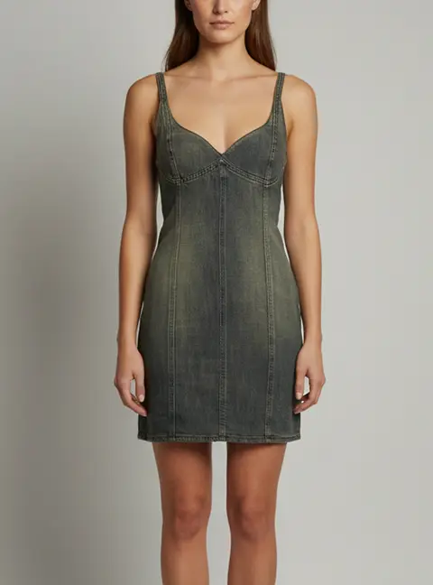 Balenciaga Grey Denim Fitted Short Dress S