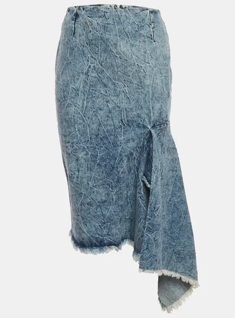 Balenciaga Blue Denim Asymmetrical Midi Skirt M
