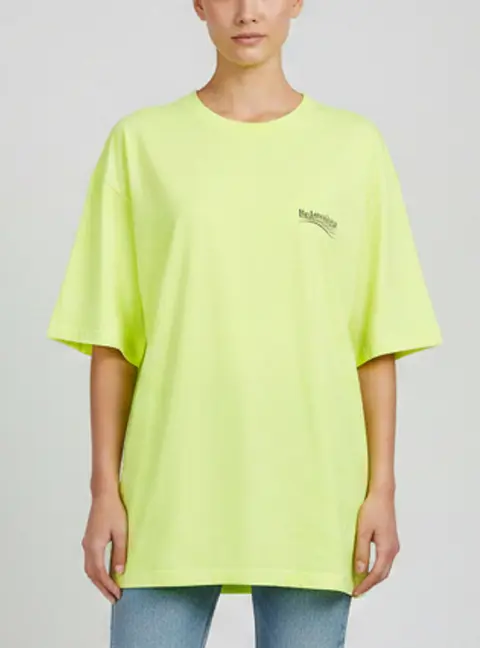 Balenciaga Green Jersey Political Campaign Logo Oversized T-Shirt XL