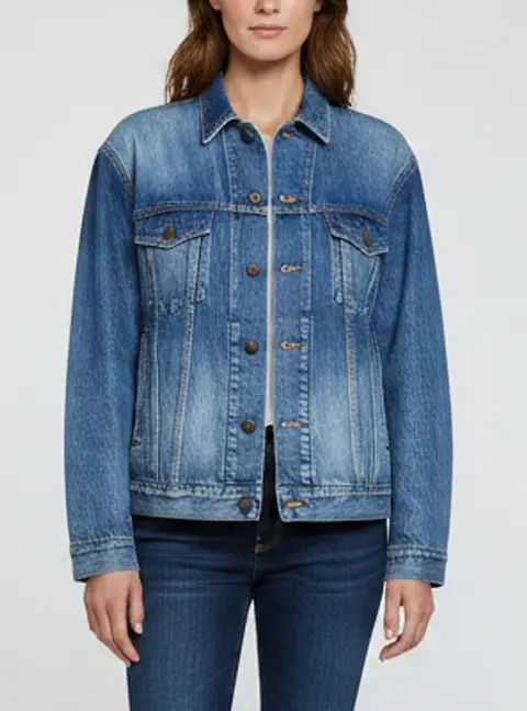 Balenciaga Blue Logo Print Denim Ripped Collar Oversized Jacket S