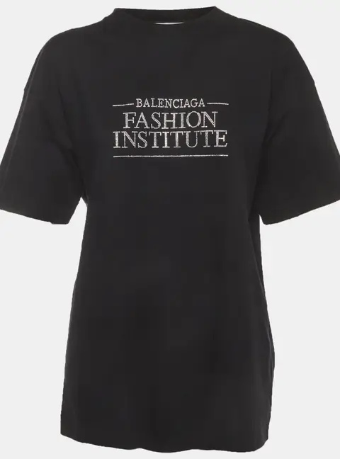 Balenciaga Unisex Black Fashion Institute Embellished Jersey T-Shirt L