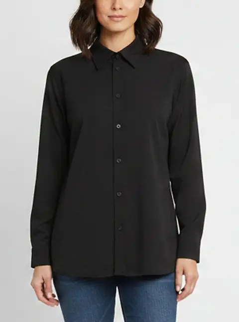 Balenciaga Black Gabardine Long Sleeve Fluid Shirt S