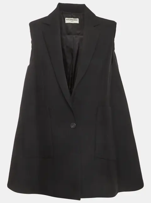 Balenciaga Black Wool Blend Bell Shaped Blazer Vest XS