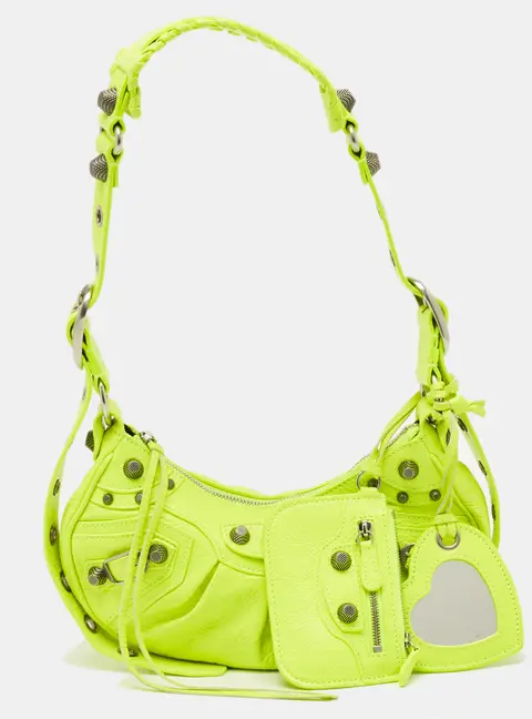 Balenciaga Neon Green Leather XS Le Cagole Shoulder Bag