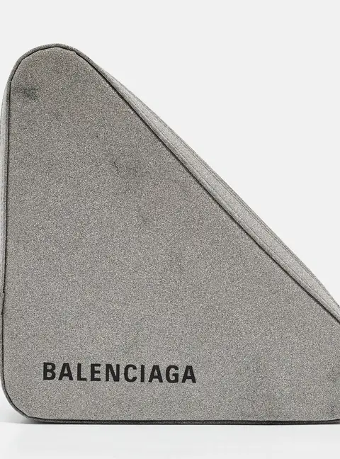 Balenciaga Triangle Duffle Silver Glitter Clutches