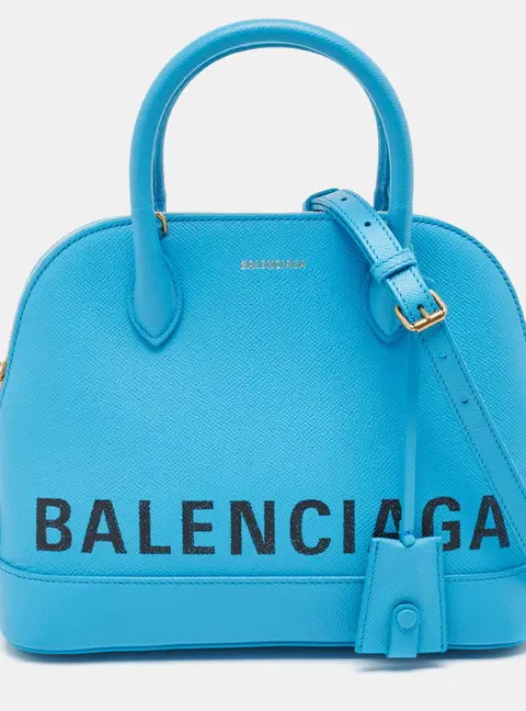 Balenciaga Ville Blue Leather Satchel