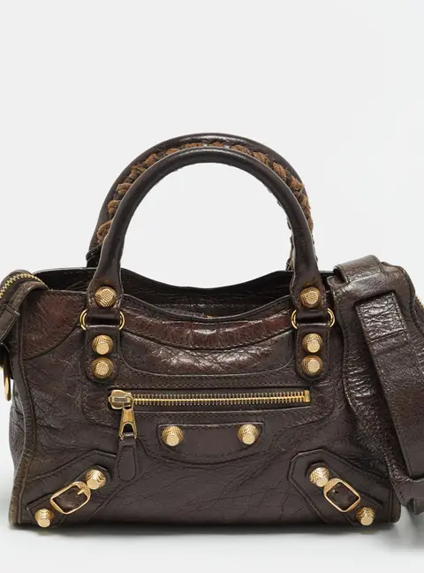 Balenciaga Cacao Brown Leather Mini Classic City Bag