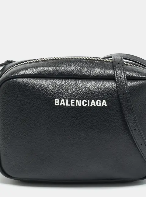 Balenciaga Everyday Black Leather Camera Shoulder Bag