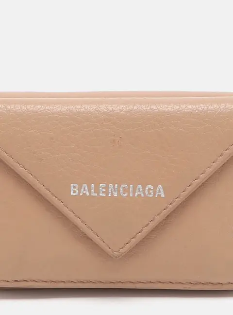 Balenciaga Papier Mini Beige Leather Card Case