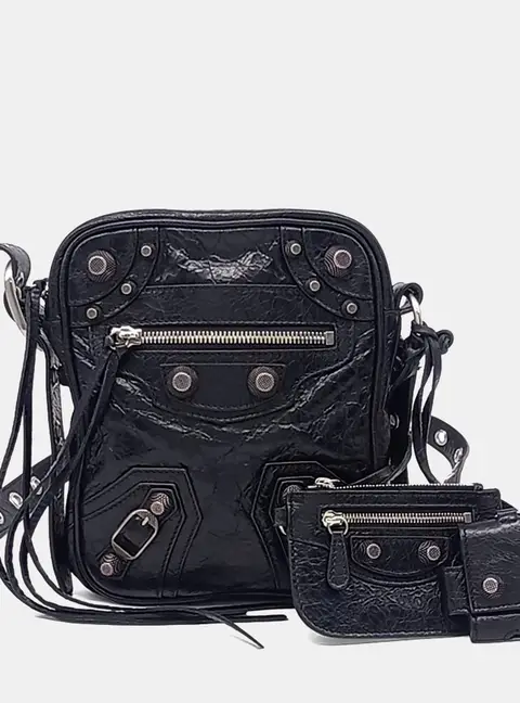 Balenciaga Black Leather Le Cargol Crossbody Bag