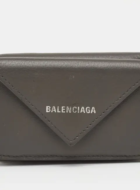 Balenciaga Papier Grey Leather Compact Wallet