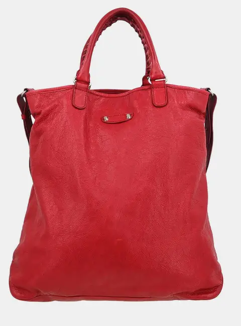 Balenciaga Red Lambskin Tote Bag