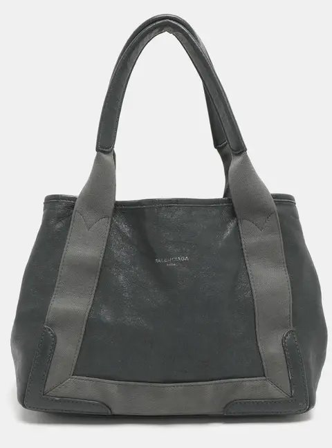 Balenciaga Cabas Small Grey Leather Tote