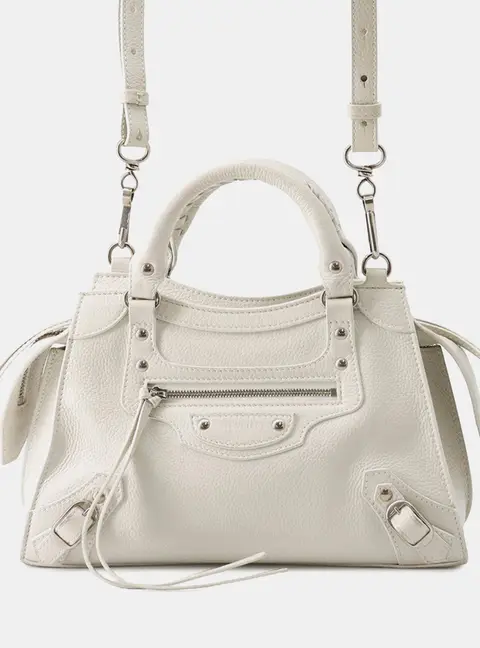 Balenciaga Neo Classic Mini White Grained Leather Top Handle Bag