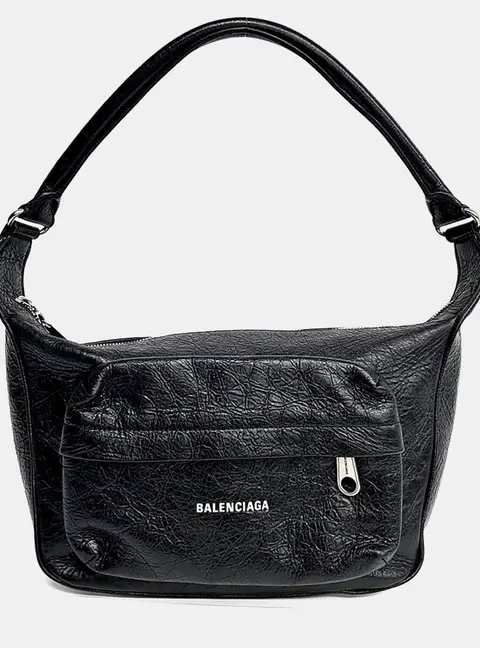 Balenciaga Black Leather Medium Shoulder Bag