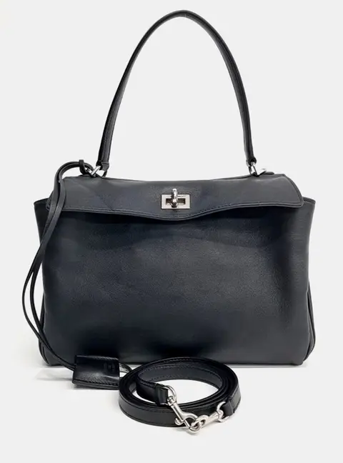 Balenciaga Rodeo Small Black Calfskin Leather Top Handle Bag