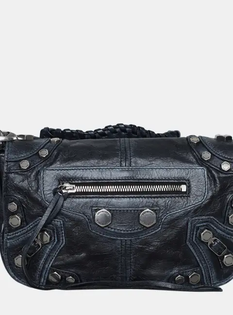 Balenciaga Le Cagole XS Black Aged Calfskin Leather Shoulder Bag