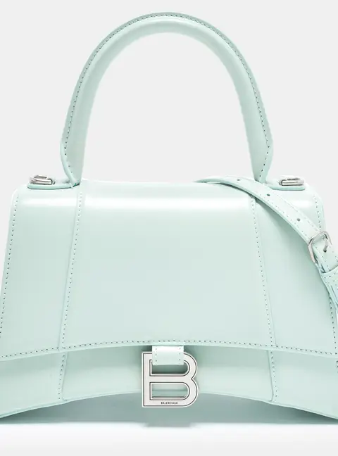 Balenciaga Hourglass Small Light Green Leather Top Handle Bag
