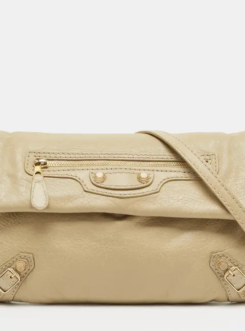 Balenciaga Classic Envelope Beige Leather Clutch Bag
