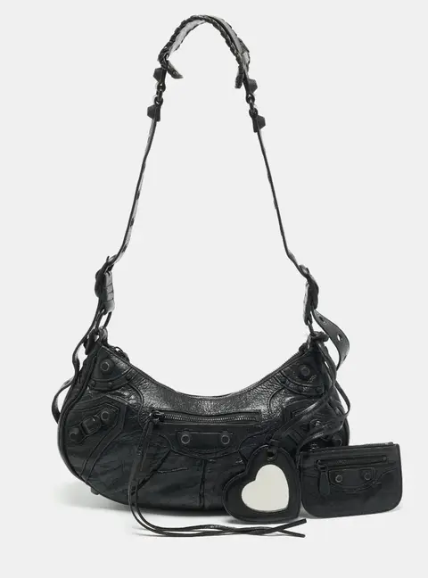 Balenciaga Le Cagole Small Black Leather Shoulder Bag