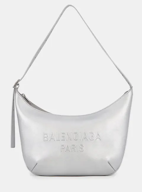 Balenciaga Mary Kate Sling Silver Leather Shoulder Bag