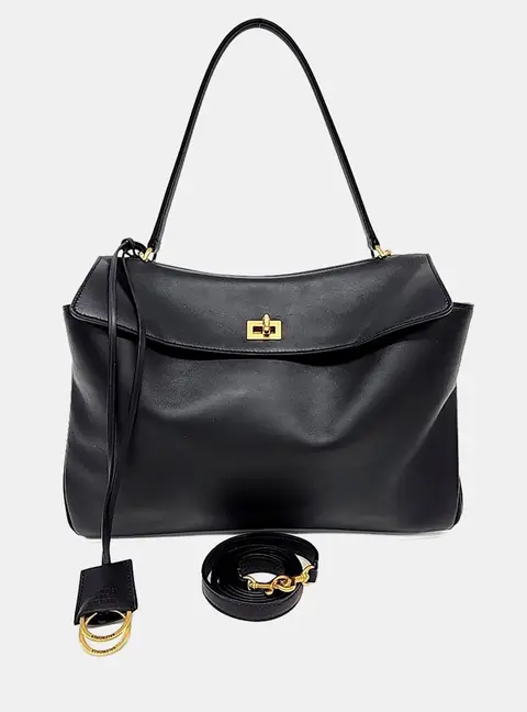 Balenciaga Rodeo Medium Black Leather Shoulder Bag