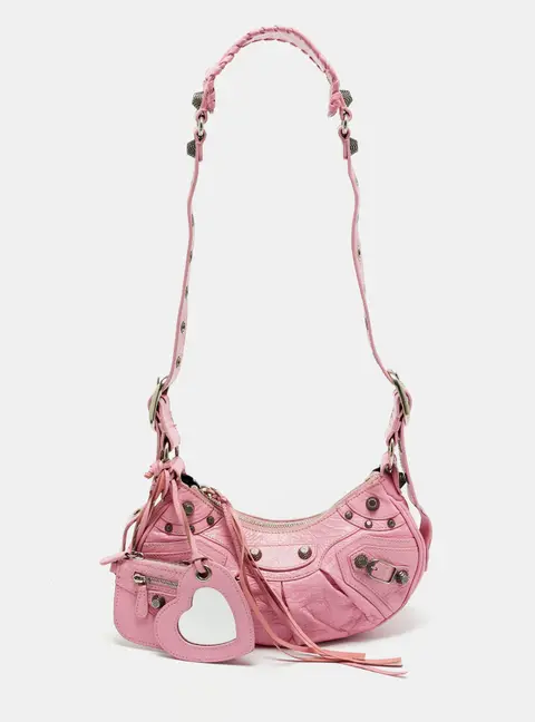 Balenciaga Le Cagole XS Pink Leather Shoulder Bag