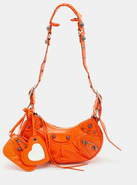 Balenciaga Le Cagole Orange Leather Shoulder Bag