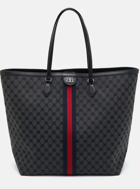 Balenciaga x Gucci The Hacker Project Black/Dark Grey Canvas and Leather Tote