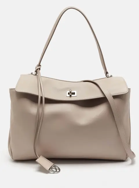Balenciaga Rodeo Medium Beige Leather Top Handle Bag