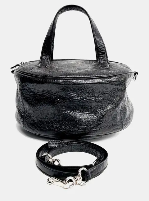 Balenciaga Airbag Hobo Black Crackled Patent Leather Shoulder Bag