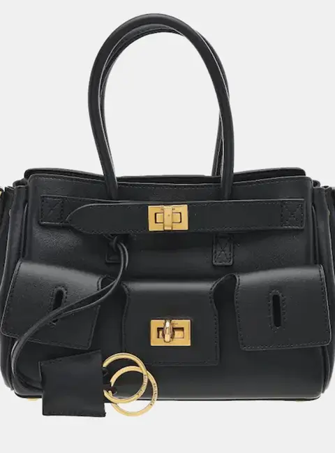 Balenciaga Bel Air Carry All Mini Black Smooth Calfskin Leather Top Handle Bag