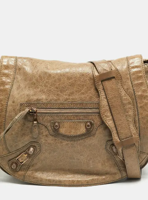 Balenciaga Neo Folk Beige Leather Messenger Bag