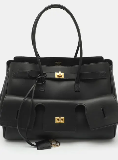 Balenciaga Bel Air Carry All Medium Black Leather Tote