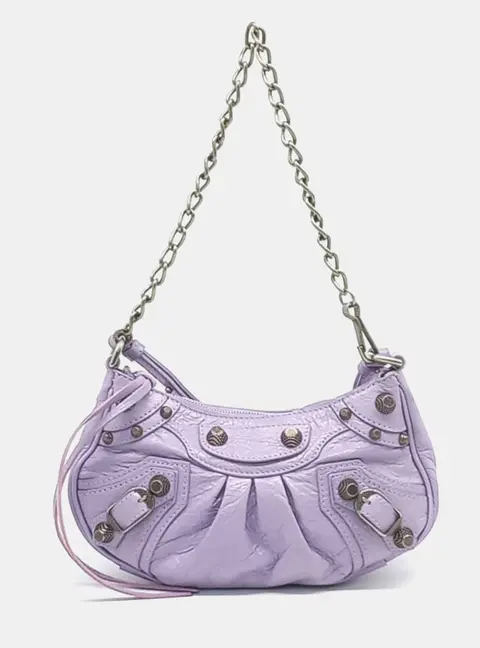 Balenciaga Purple Leather Le Cagol Mini Shoulder Bag (695814)
