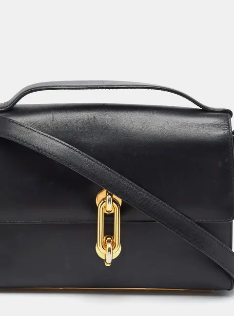 Balenciaga Maillon Flap Black Leather Shoulder Bag