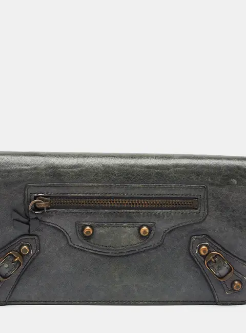 Balenciaga Classic City Grey Leather Continental Wallet