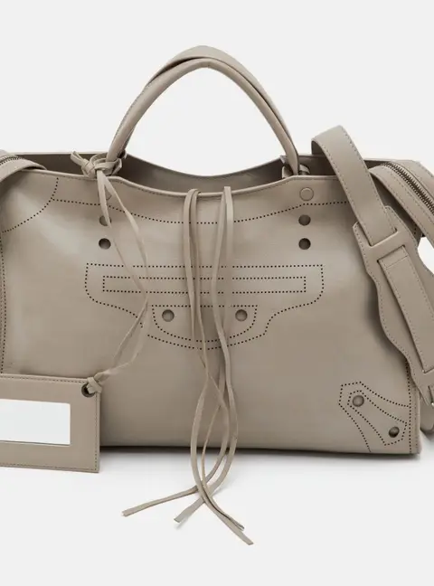Balenciaga Blackout Classic City Light Grey Leather Bag