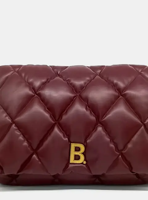 Balenciaga B Logo Touch Puppy Burgundy Leather Clutch (624947)