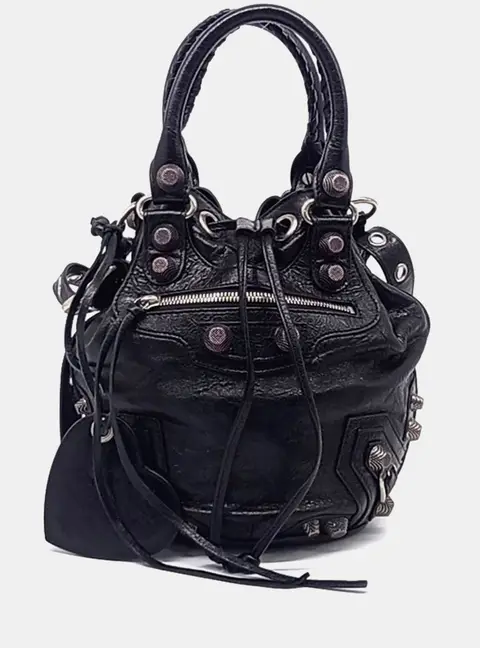 Balenciaga Le Cagol Black Leather Bucket Bag S (702432)
