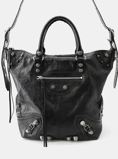 Balenciaga Lucagol Medium Black Leather Shoulder Bag