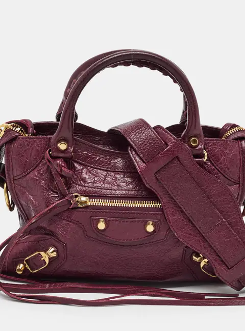 Balenciaga Classic City Burgundy Leather Tote