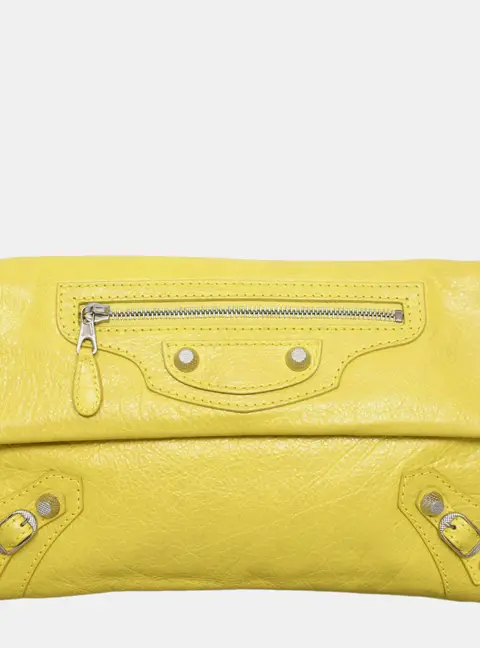 Balenciaga Giant 12 Envelope Yellow Lambskin Leather Clutch Bag