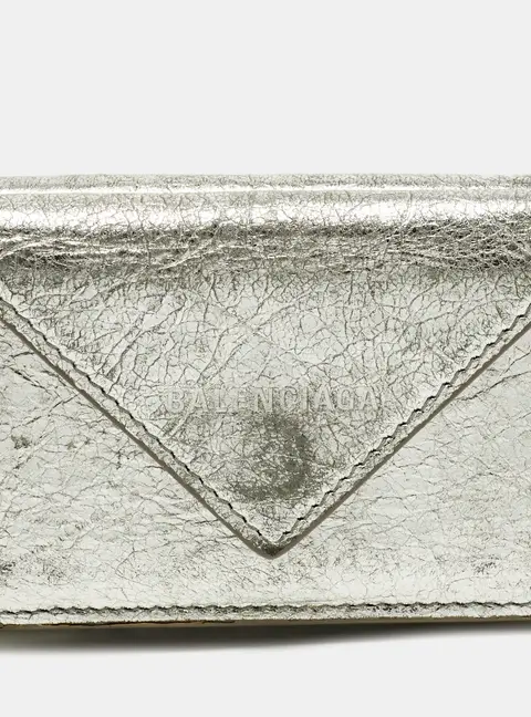 Balenciaga Papier Mini Silver Leather Wallet