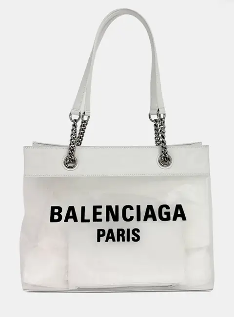 Balenciaga White Mesh Duty-Free Medium Tote Bag