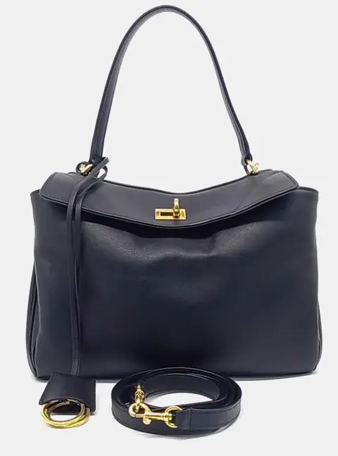 Balenciaga Rodeo Small Black Calfskin Leather Top Handle Bag