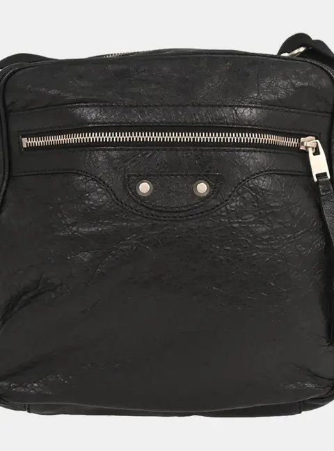Balenciaga Black Leather Daily Shoulder Bag
