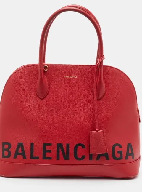 Balenciaga Ville Medium Red Leather Dome Satchel
