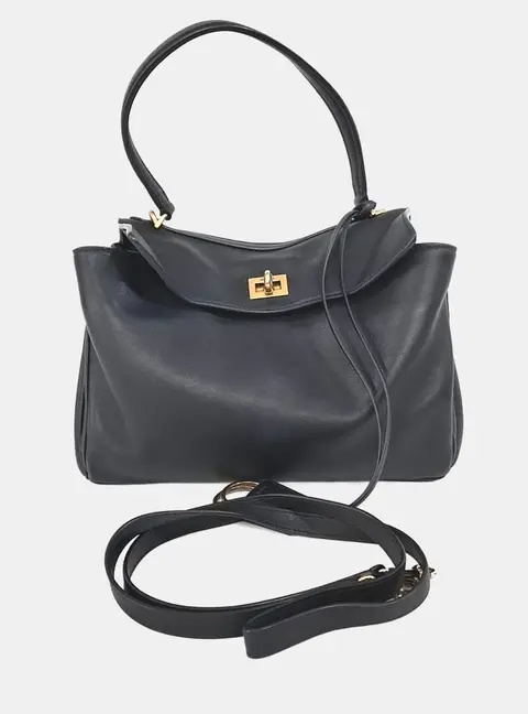 Balenciaga Rodeo Small Black Calfskin Leather Top Handle Bag