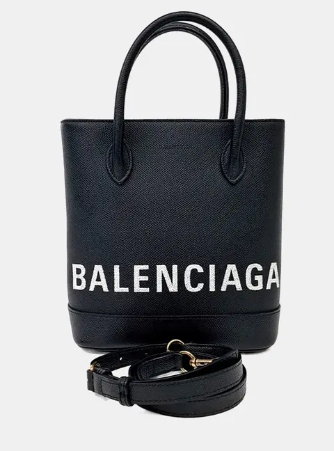 Balenciaga Black Leather Bill Tote Bag XXS (596159)